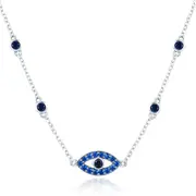 Sterling Silver Evil Eye Cubic Zirconia Necklace