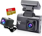 Elinz 4K 2K Dual Dash Cam WiFi GPS Car Dashboard Camera Recorder WDR Night Vision 128GB U3 Card Hardwire Kit DVR, Parking Monitor, 140° View, Super Capacitor
