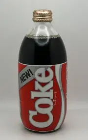 Vintage New Coke Coca-Cola Formula 1985 Hot Gold Cap Sealed 16 oz Glass Bottle A