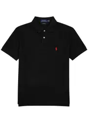 Polo Ralph Lauren Black Custom Slim Piqué Cotton Polo Shirt - XL XL