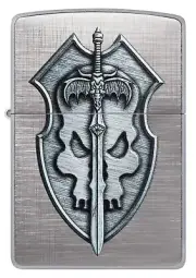 ZIPPO LIGHTER (97372) MEDIEVAL SWORD AND SHIELD MYTHOLOGICAL GIFT BOX BRAND NEW