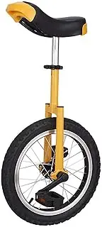 16/18/20 Inch Unisex Unicycle for Kids/Adults, Strong Manganese Steel Frame- Unicycle Cycling Outdoor Sports Fitness (Color : Yellow, Size : 18Inch) Durable TDF