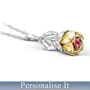 Blooming Flower Birthstone Pendant With Granddaughter's Name