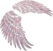 [OSALADI] 2pcs Glitter Sequin Angel Wing Applique Embroidery Patches for Clothing and Crafts Decorative Wing Patches for DIY Projects and Outfits