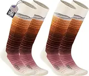 [SAMSOX] 2-Pair Merino Wool Ski Socks, Made in USA Lightweight with Targeted Cushion, Skiing Socks for Men & Women (Skyland)