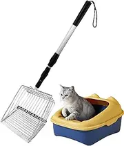 Pooper Scooper Long Handle – Heavy Duty Detachable Sifting Shovel with Adjustable Handle | Fine Mesh Poop Scooper for Big Clumps, Multi-Cat Homes and Chicken Coops, Easy Clean and Built to Last
