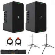 Mackie ShowBox All-in-One Battery-Powered (Pair) w/ Stands, Case & 2x XLR Bundle
