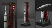Saturn V Rocket and Launch Pad Apollo 3D model, file STL OBJ for 3D Printer