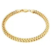 14k Yellow Gold 4mm Franco Box Square Wheat Bracelet Chain Mens Womens 7.5"