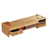 Wood Monitor Stand with Drawer & Keyboard Tray