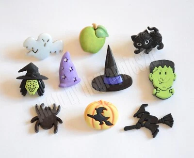 Witchcraft / Halloween Craft Button Embellishments / Witches ~ Cat ~ Ghost