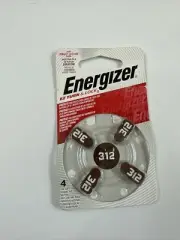 ~ ENERGIZER BATTERIES ~ AZ312DPA 4 Pack Hearing Aid Button Battery