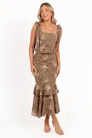 [PUP56] Luna Two Piece Set - Olive Print XS olive
