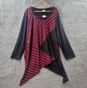 New TS TAKING SHAPE Womens Tunic Top Plus Size M Grey Pink Stripe Stretch Knit