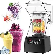 Commercial Blender Smoothie Maker, 2l Heavy Duty Kitchen Mixer, 1000w High Power with Sound Enclosure Silent Blade for Ice Crushing, Shakes and Smoothies