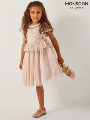 Monsoon Pink Moya 2-in-1 Embroidered Tulle Dress (W77958) | $134 - $157