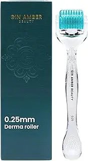 Gin Amber Beauty Derma Roller for Skin – 0.25mm Microneedling Face Roll Microdermabrasion Tool, 192 Real Individual Microneedle Face Roller with Case