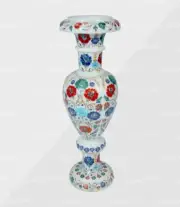 24' Marble Flower Vase, Gemstone inlay home decor art & collectibles