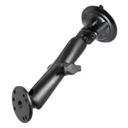 RAM Twist-Lock Suction Cup Double Ball Mount with Round Plate - Long