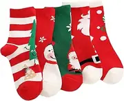 Kisangel Lovely Children Christmas Socks Toddler Socks 5 Pairs Christmas Themed Socks