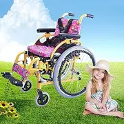 Lightweight Aluminium Wheelchair, Pediatric Wheelchair Folding Lightweight Medical Children's Wheelchair Trolley Kids Manual Wheelchair
