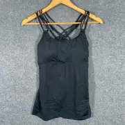 Boohoo Tank Womens 12 Black Singlet Top Padded Running Vest Gym Activewear NEW