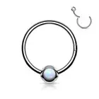 Piercing Ear Ring Ball Steel Opal White