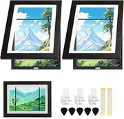 APACALI Pack of 2 Picture Frames Children's Drawings A4, Black Picture Frame for Opening, with Front Opening and Bracket, Holds 150 Pictures of Children's Drawings, Archive Picture Frames for Art