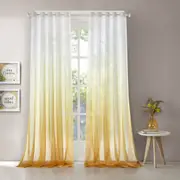2x Ombre Sheer Curtains Draperies Window Treatment, White and Yellow