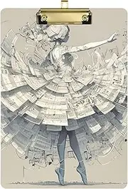 Mysterious Sheet Music Composed of Dancers Beige Glass clipboard Plastic for Soccer Truck Driver Tablas para escribir Size 9 x 12