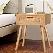 ALFORDSON Wooden Bedside Table 40 x 30 x 50cm, Nightstand Cabinet with Drawer, Storage Organiser Side Table for Bedroom Living Room Sofa, Wood Colour
