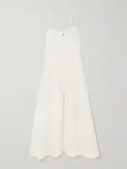 [LOVESHACKFANCY] LOVESHACKFANCY - Linella Bow-embellished Lace-trimmed Linen Midi Dress - White - US6 US 6 White