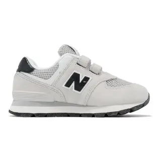 New Balance 休閒鞋 574 中童鞋 寬楦 灰 黑 麂皮 魔鬼氈 小朋友 NB 經典 PV574DMG-W