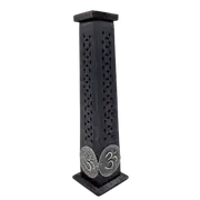 Wooden Tower Incense & Cone Burner- Om