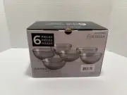 Fortessa Jupiter Gray Glass Bowls Set of 6 - Cereal, Soup, Salad New in Box