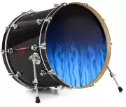 Skin Decal fits 24" Bass Kick Drums Fire Flames Blue