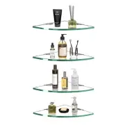 Corner Shower Shelf Bathroom 4 Pack Glass Caddy 8mm-thick Tempered Drilling Wall