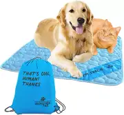 Self Cooling Mat for Dog, String Bag/ Washable & Portable Pet Soft Pad (L, Blue)