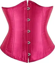 [Kelvry] Women's Satin Waist Cincher Lace up Boned Bustier Underbust Corset