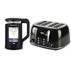 Vintage Electric 1.7L Glass Kettle and Toaster Combo Stainless Steel Black