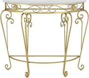 HOLGVE Entryway Table, Half Moon Console Table, Sofa Table, Behind Couch Table, Metal Scroll Legs Accent Table, Against The Wall Hallway Table, Iron Foyer Table(Gold,27.5inch/70cm)