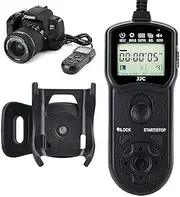 [JJC] Timer Remote Control with Clip Holder for Canon EOS R100 R8 R10 R7 R M6 II M5 90D 80D 77D 70D 60D Rebel 2000D 800D 760D 750D 1200D G1X II III G3X G5X SX50HS SX60 HS G12 G15 G16 as Canon RS-60E3
