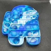 Camo Blue Crewmates Are Among Us Silicone Fidget Bubble Popper Sensory Toy
