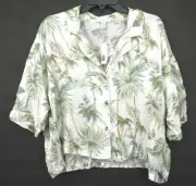 Topshop Prints Womens Palm Tree Pajama Button Front Sleep Shirt Size 8-10 NWT