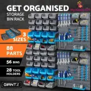 Giantz 88 Storage Bin Rack Wall Mounted Tools Part Garage Shelving Organiser Box