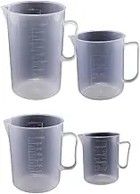 4Pcs Measuring Cups, Plastic Measuring Jugs Mixing Cups Liquid Measuring Cups Baking Lab Measure Tool 250/500/1000/2000ml for Mixing Paint Stain Epoxy Resin Lab Liquid Container