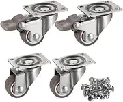4 Packs of 1 Inch Low Profile Casters Wheels Soft Rubber Swivel Casters with 360 Degree Top Plate casters
