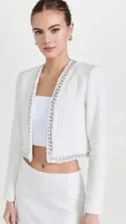 Alice + Olivia Zeta Cropped Jacket with Chain Trim