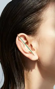 [KATKIM] 18K Yellow Gold Ombre Emerald Single Ear Pin