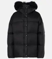 [Yves Salomon] Yves Salomon Shearling-trimmed down jacket AU 16 black